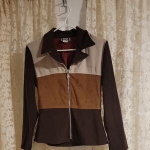 Vintage Way Cool Brown and Cream Color Block Blazer